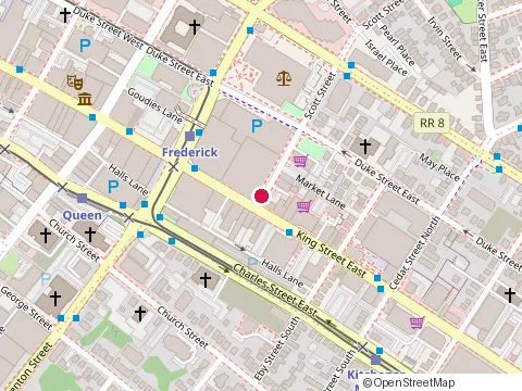 Location of King & Scott Denture Clinic at 15 Scott Street, Kitchener