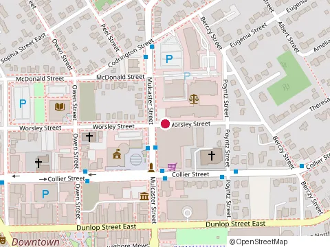 Location of Legal Aid Ontario at 114 Worsley Street, Barrie