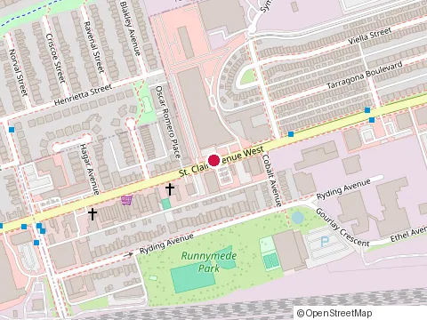 Location of Metro at 2155 St. Clair Ave W, Toronto