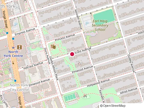 Location of North York Public Library at 5145 Yonge St, Toronto