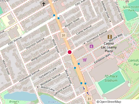 Location of The Glebe Centre at 950 Bank St, Ottawa