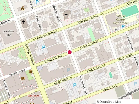 Location of Armouries Grille at 325 Dundas St, London