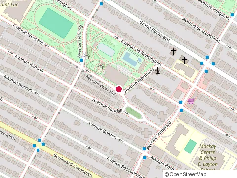 Location of Aréna Doug-Harvey at 4985 Avenue West Hill, Montréal