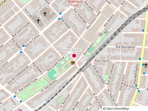 Location of Aréna Saint-Charles at 1055 Rue d'Hibernia, Montréal