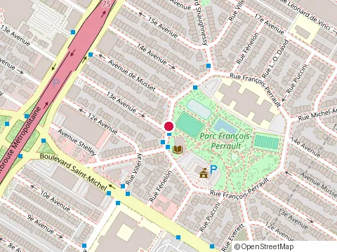 Location of Bibliothèque de Saint-Michel at 7601 rue François-Perrault, Montréal