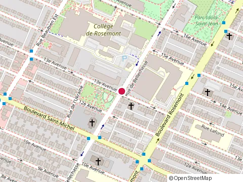 Location of Centre Étienne Desmarteau at 3430 Rue de Bellechasse, Montréal