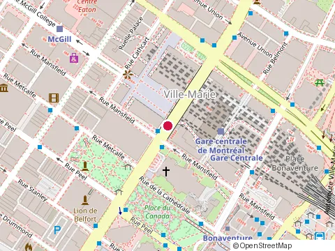 Location of Fairmont The Queen Elizabeth at 900 René-Lévesque Blvd W, Montréal