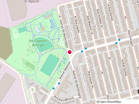 Location of Ignace-Bourget Park Swimming Pool at 5925 avenue de Montmagny, Montréal
