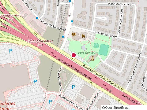 Location of Jean-Corbeil Public Library at 7500 avenue Goncourt, Anjou