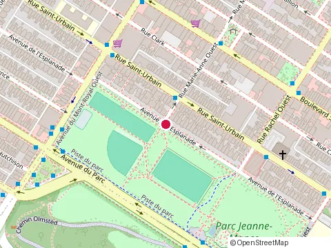 Location of Jeanne-Mance Park at 4422 Esplanade Ave, Montréal