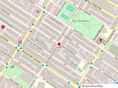 Location of Parc Baldwin at 4355 Rue Fullum, Montréal