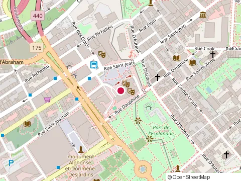 Location of Quebec City Marriott Downtown at 850 Rue d'Youville, Québec