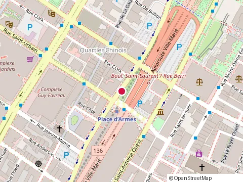 Location of Shopify at 490 Rue de la Gauchetière O, Montréal