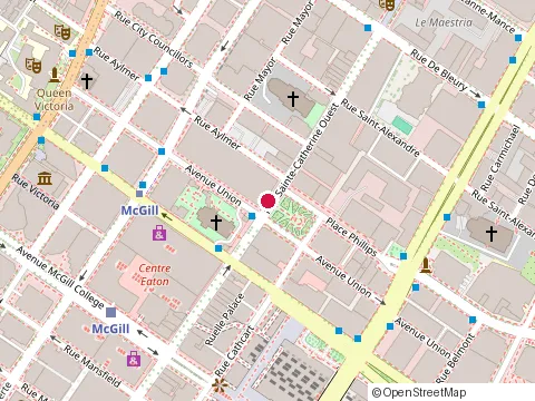 Location of H&R Block at 585 Rue Sainte-Catherine O, Montréal