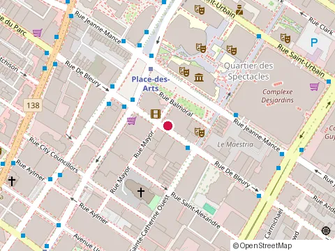 Location of Subway at 1500 Rue Bleury, Montréal