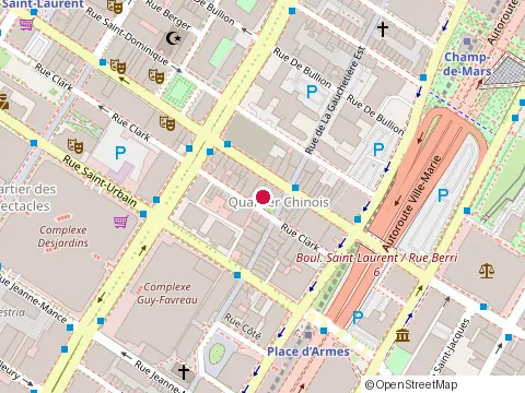 Location of Chez Chili at 1050B Rue Clark, Montréal