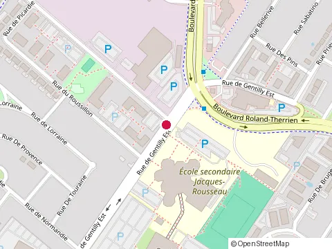 Location of École Secondaire Jacques Rousseau at 444 Rue de Gentilly E, Longueuil
