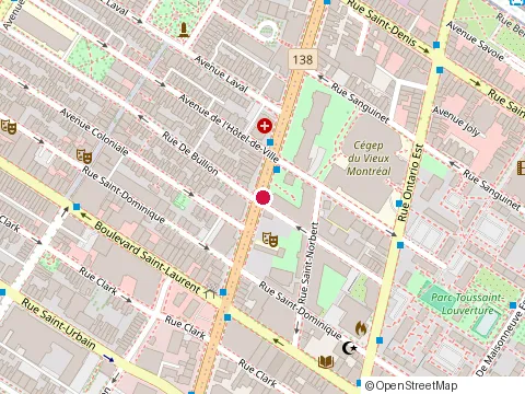Location of The Saguenay Apartments at 135 Sherbrooke St E, Montréal
