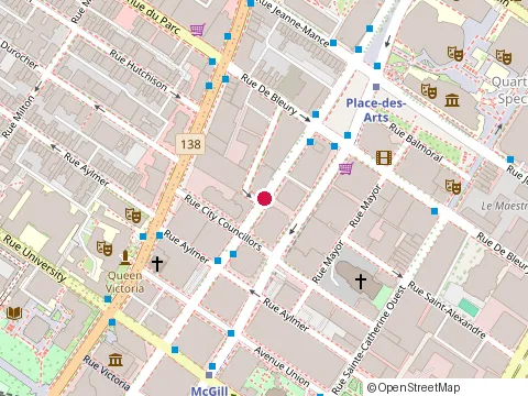 Location of Roche Bobois at 505 Avenue du Président-Kennedy, Montréal