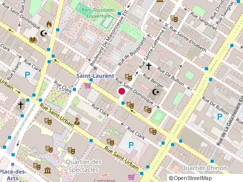 Location of Restaurant Boustan at 19 Rue Sainte-Catherine Est, Montréal