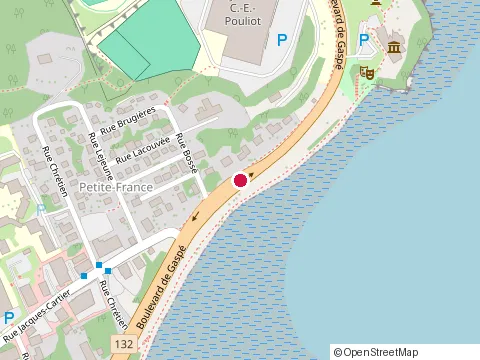 Location of Restaurant Cafe des Artistes at 249 boulevard de Gaspe, Gaspé