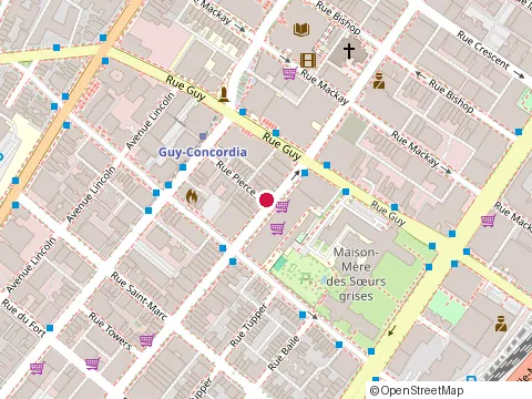 Location of Concordia University Center Continuing Education at 1600 Rue Sainte-Catherine O, Montréal
