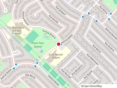 Location of Harold Napper School at 6375 Rue Baffin, Brossard