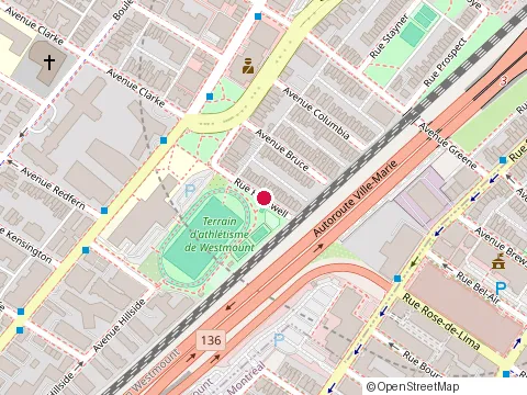 Location of Westmount Athletic Grounds at Avenue Hallowell, Westmount