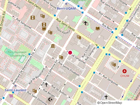 Location of Clinique Physio+ at 1212 Rue Sanguinet, Montréal