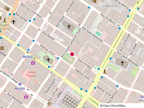 Location of Henri Brasserie Française + Lounge at 1238 Rue du Square-Phillips, Montréal