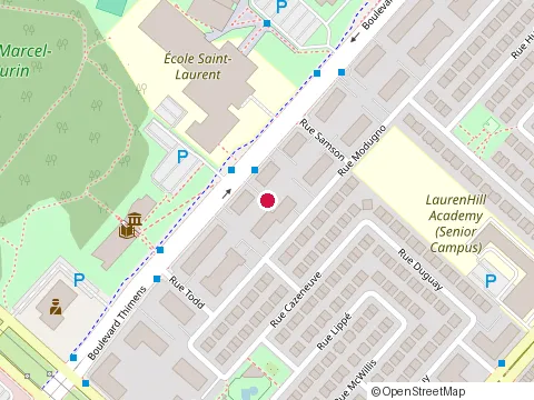 Location of Saint-Laurent Sports Complex at 2385 Boulevard Thimens, Montréal