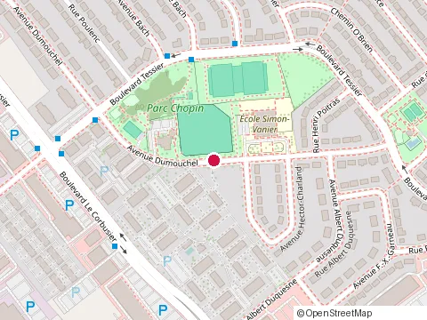 Location of Simon-Vanier Ecole at 1755 avenue Dumouchel, Laval
