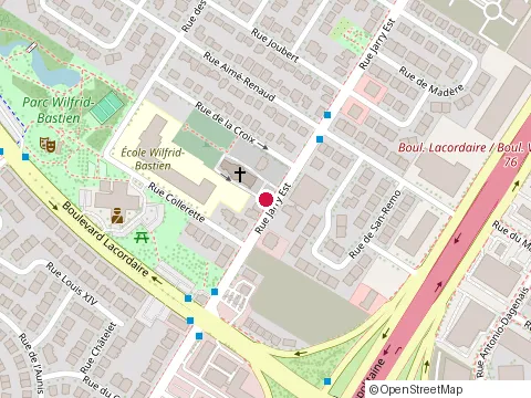 Location of St. Léonard Catholic Church at 5525 Rue Jarry E, Saint-Léonard