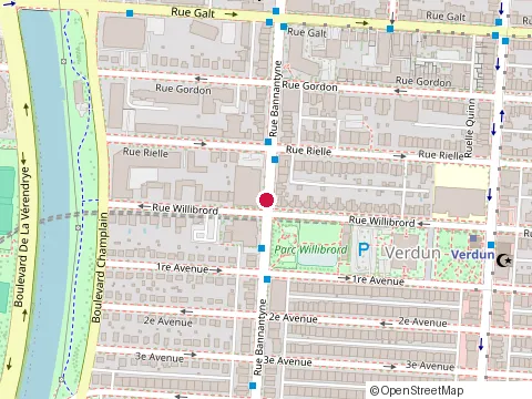 Location of Sud-Ouest Podiatry Clinic at 4475 avenue Bannantyne Suite 202, Verdun
