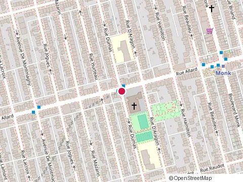 Emplacement de Academie de Tennis du Sud-Ouest de Montreal au 6907 Rue Dumas, Montréal