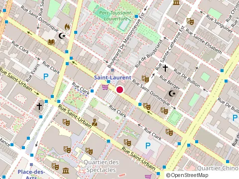 Location of Armee Surplus at 1423 boulevard Saint-Laurent, Montréal
