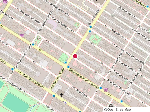 Location of Check Point Charlie Restaurant at 50 Rue Rachel E, Montréal