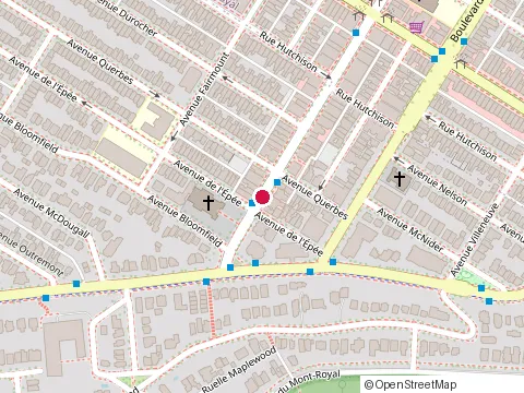 Location of Côba Sushi at 1124 avenue Laurier O, Outremont