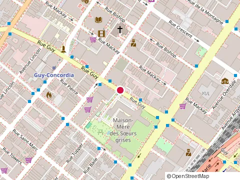 Location of Fiqbe at 1250 Guy St, Montréal