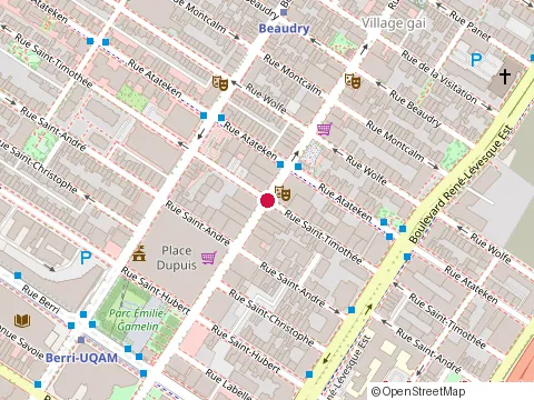 Location of Five Guys at 921 Sainte-Catherine Rue E, Montréal
