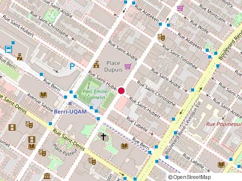 Location of Franx Supreme at 845 Rue Sainte-Catherine E, Montréal