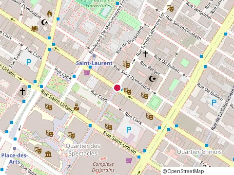 Location of Hotel Abri du Voyageur at 9 Saint-Catherine St W, Montréal