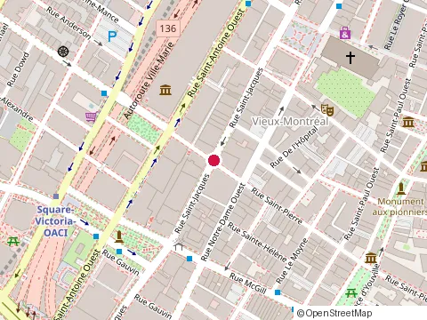 Location of la Porte Royale at 360 Rue Saint-Jacques, Montréal