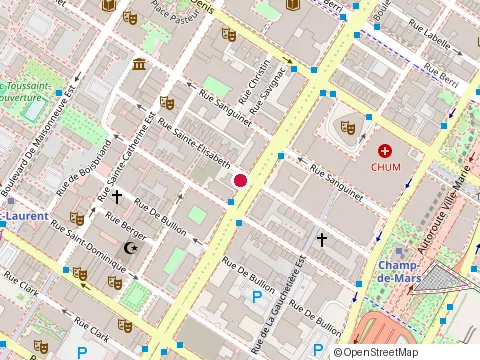 Location of la Tour Fides at 235 boulevard René-Lévesque E, Montréal