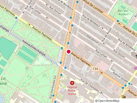 Location of Laframboise Construction at 2247 avenue Papineau, Montréal