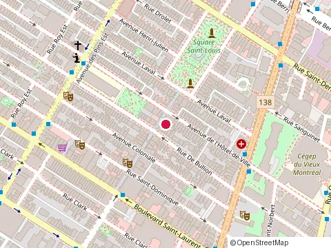 Location of le Square at 162 Rue Prince-Arthur O, Montréal