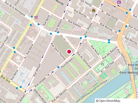 Location of les Amputés de Guerre at 606 Rue Cathcart, Montréal