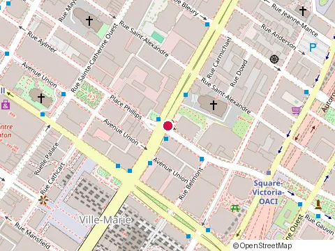 Location of Menard Mageau Valiquette at 1155  Rue University, Montréal