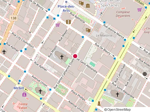 Location of Piz Puzzle at 350 Rue Sainte-Catherine O, Montréal