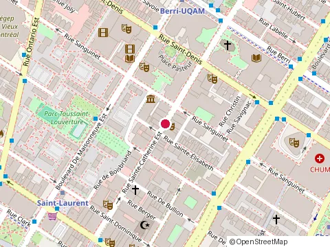 Location of Restaurant Jack Looney'S Deli at 320 Rue Sainte-Catherine O, Montréal